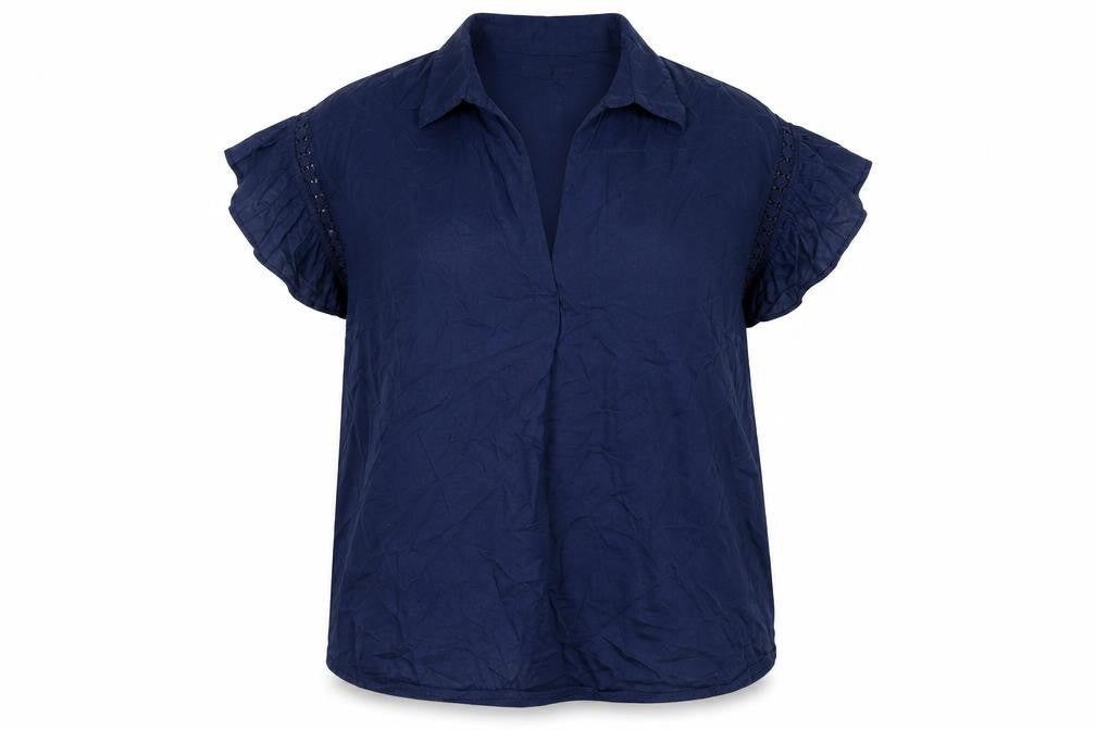 French Connection Women's Blue Crochet Blouse S
