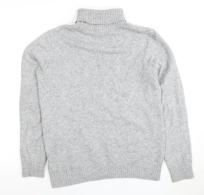 Preloved Dressmann Grey Wool Roll Neck Jumper M Unisex - Front