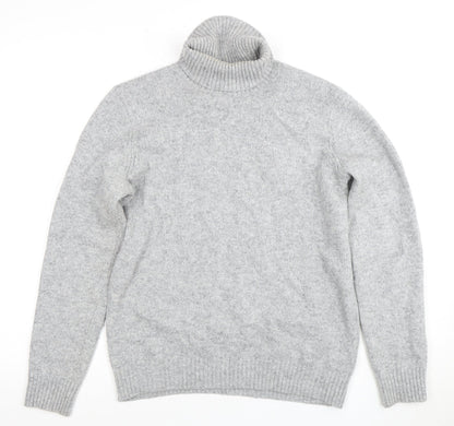 Preloved Dressmann Grey Wool Roll Neck Jumper M Unisex - Back