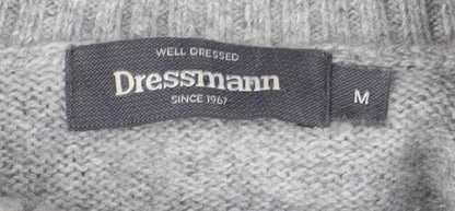 Preloved Dressmann Grey Wool Roll Neck Jumper M Unisex - Detail