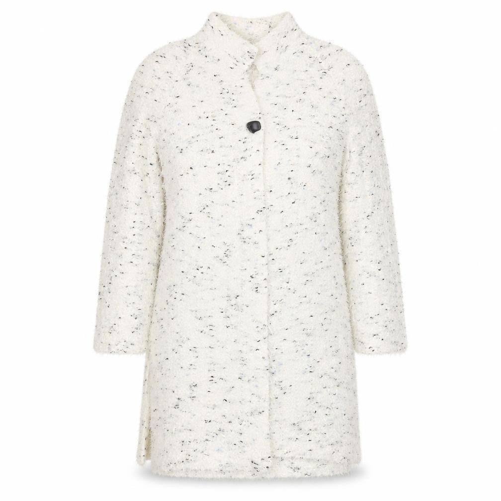 Emme Women's White Cardigan, Size 10, Polyamide/Wool Blend