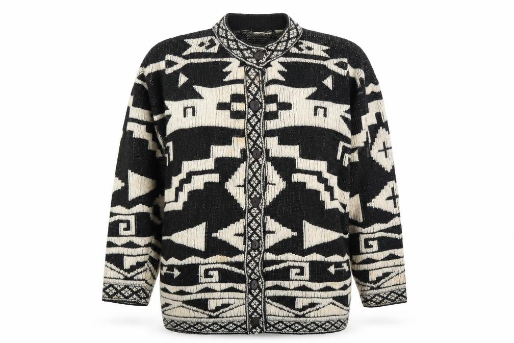 Midnight Blues Women's Black Cardigan Aztec S