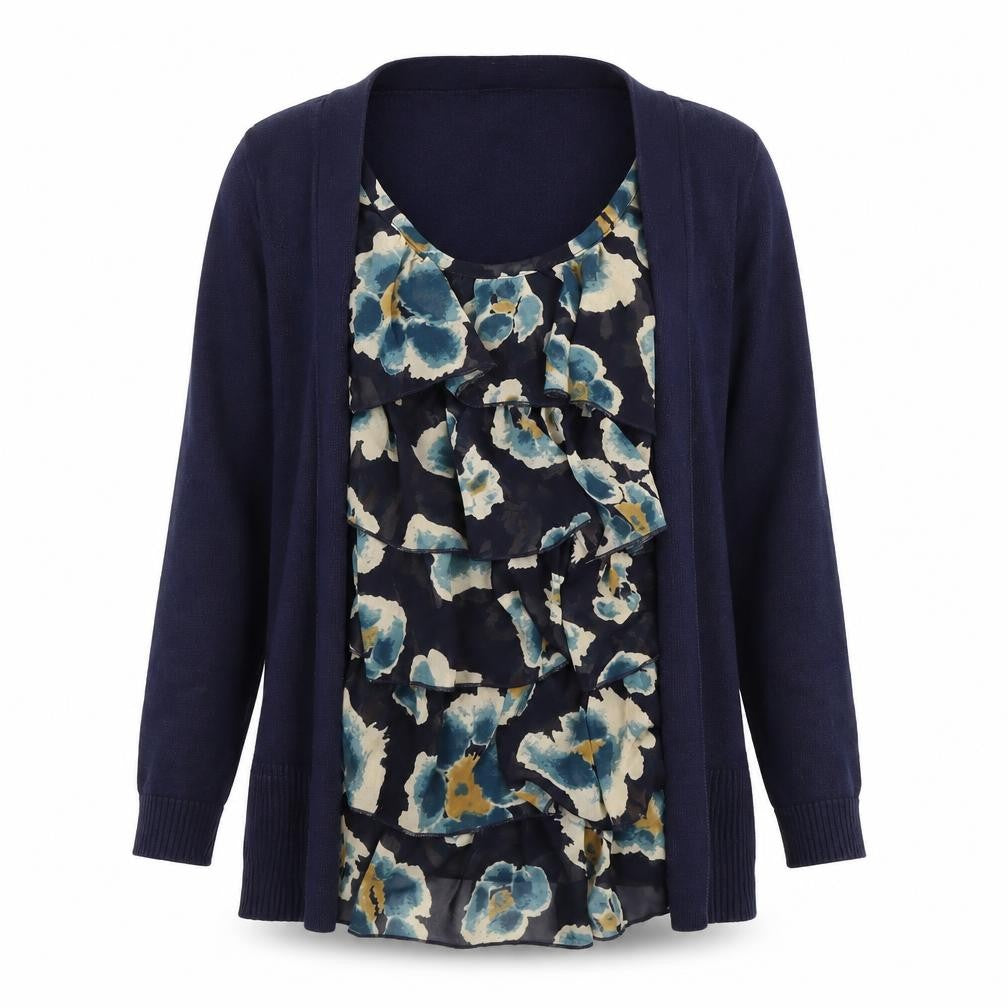 Next Women's Blue Floral Long Sleeve Tunic Blouse