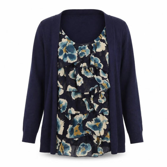 Next Women's Blue Floral Long Sleeve Tunic Blouse
