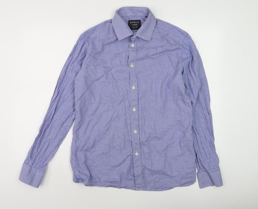 Howick Men's Slim Fit Blue Check Shirt Size 16