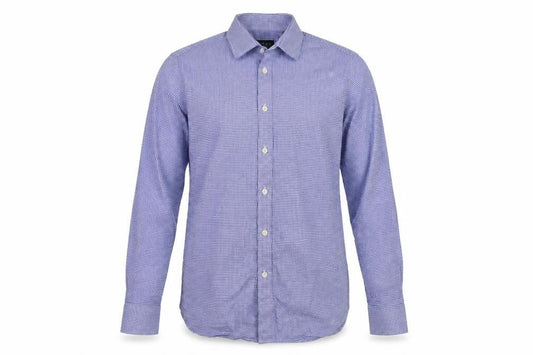 Howick Men's Slim Fit Blue Check Shirt Size 16