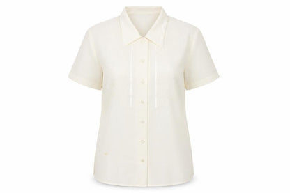 Front view of Marks & Spencer Ivory Collared Button-Up Shirt