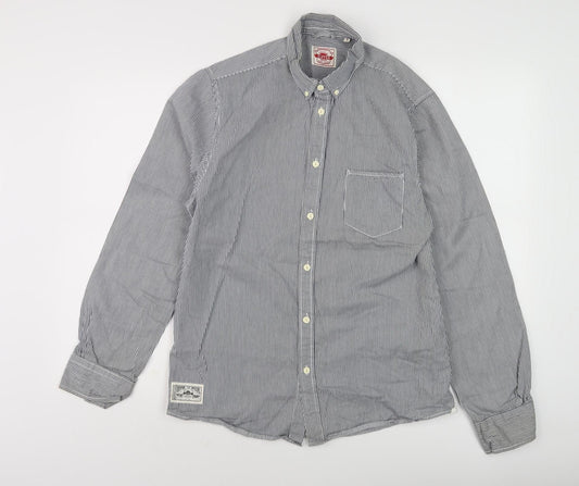 Duffer Men's Blue Striped Long Sleeve Shirt