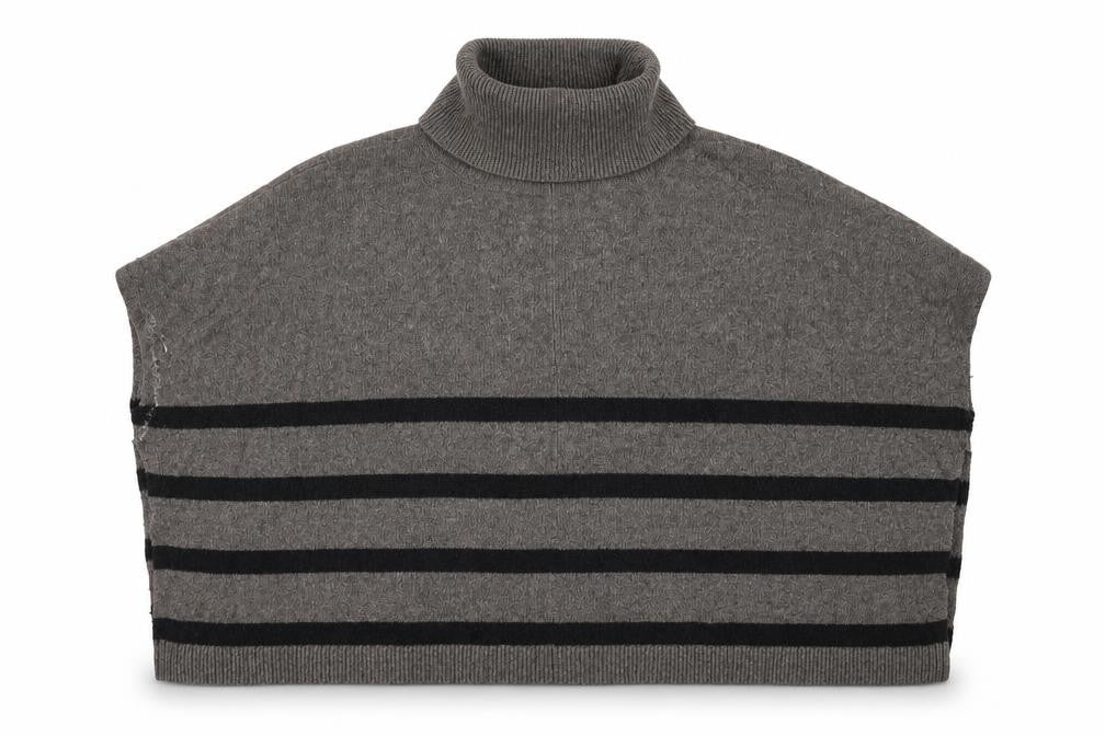 Banana Republic Women's Grey Striped Roll Neck Jumper S