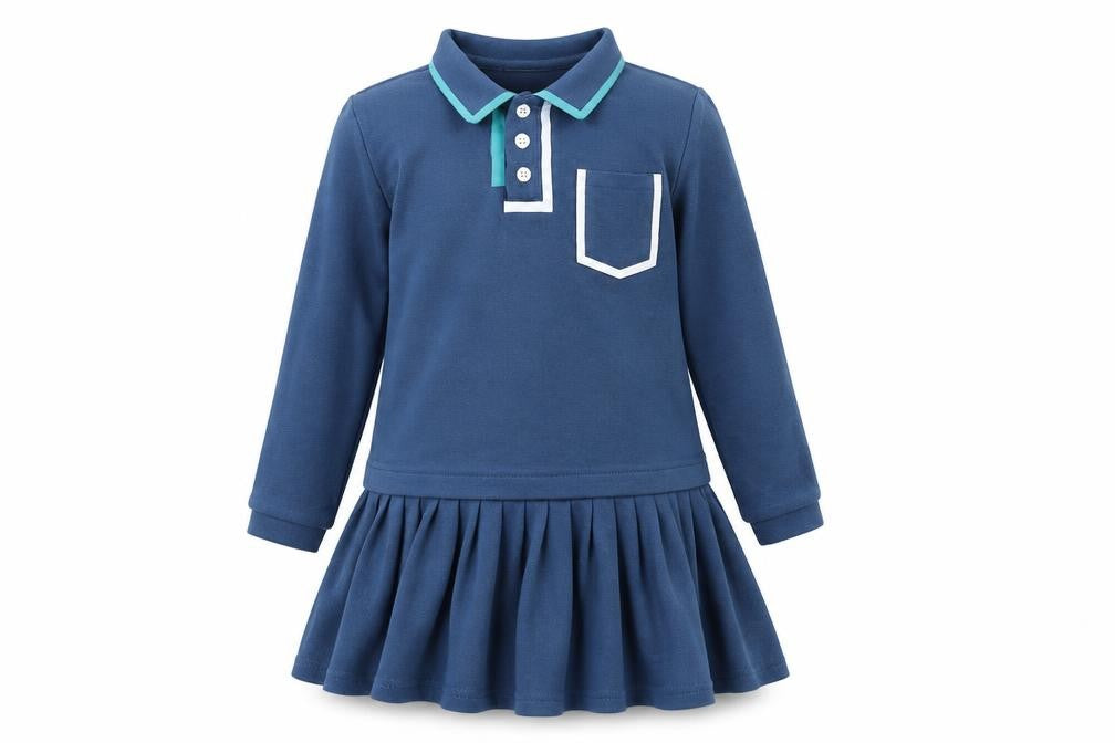 Alexandra Girls Blue Shirt Dress, Size 7, Long Sleeve, Casual