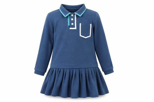 Alexandra Girls Blue Shirt Dress, Size 7, Long Sleeve, Casual