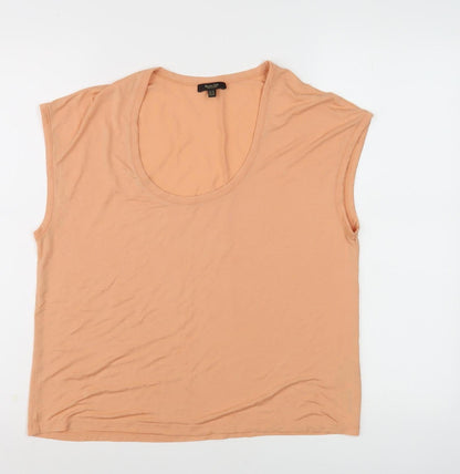 Additional front view of Massimo Dutti Women's Beige XS Basic T-Shirt