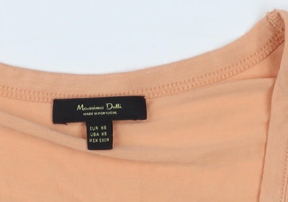 Close-up detail of Massimo Dutti Women's Beige XS Basic T-Shirt