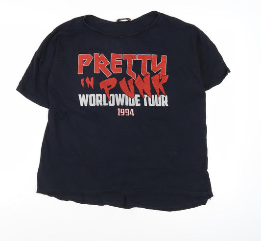 Zara Women's Black Punk Tour Graphic T-Shirt, Size 10