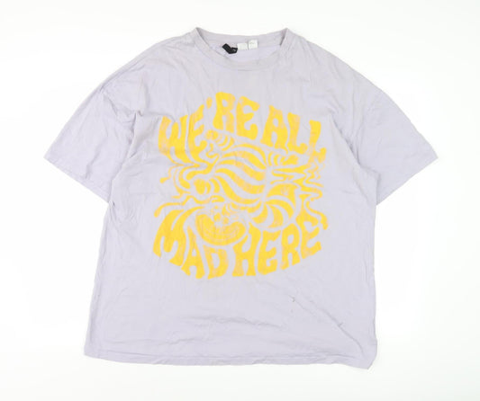 H&M Men's Grey Graphic Print T-Shirt Size M