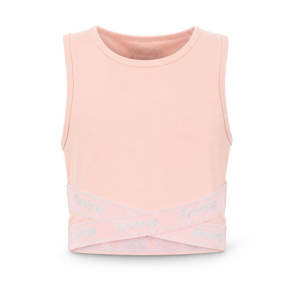Front view of Firetrap girls’ pink cropped tank top 7-8 years