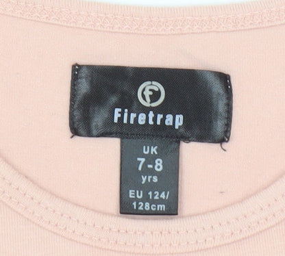 Close-up detail of Firetrap girls’ pink cropped tank top 7-8 years