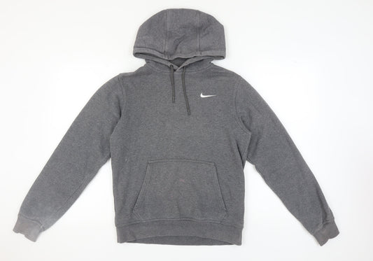 Nike Men's Grey Pullover Hoodie - Size S, Logo Accent