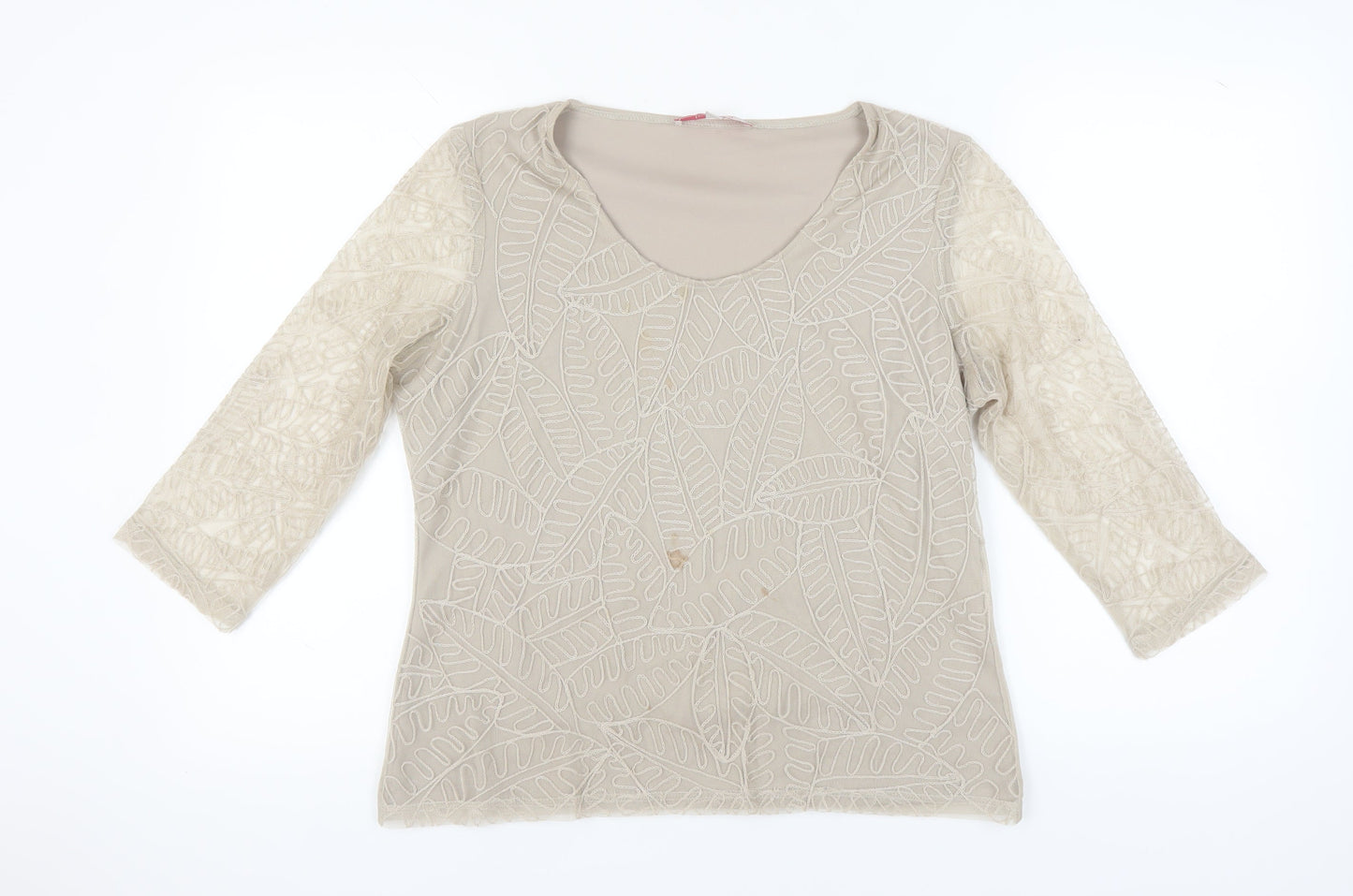 Jacques Vert Women's Beige Blouse, Medium, 3/4 Sleeve