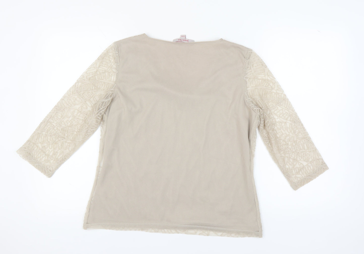 Jacques Vert Women's Beige Blouse, Medium, 3/4 Sleeve