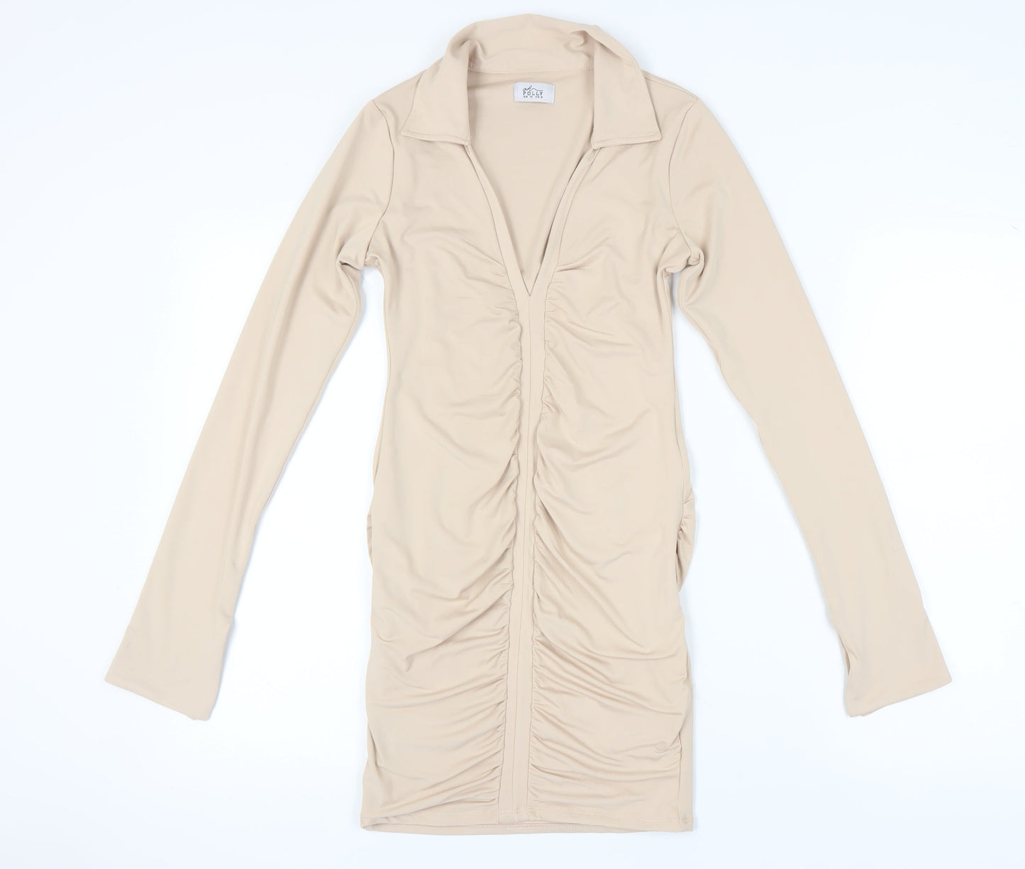 Oh Polly Beige Bodycon Party Dress, Size 10