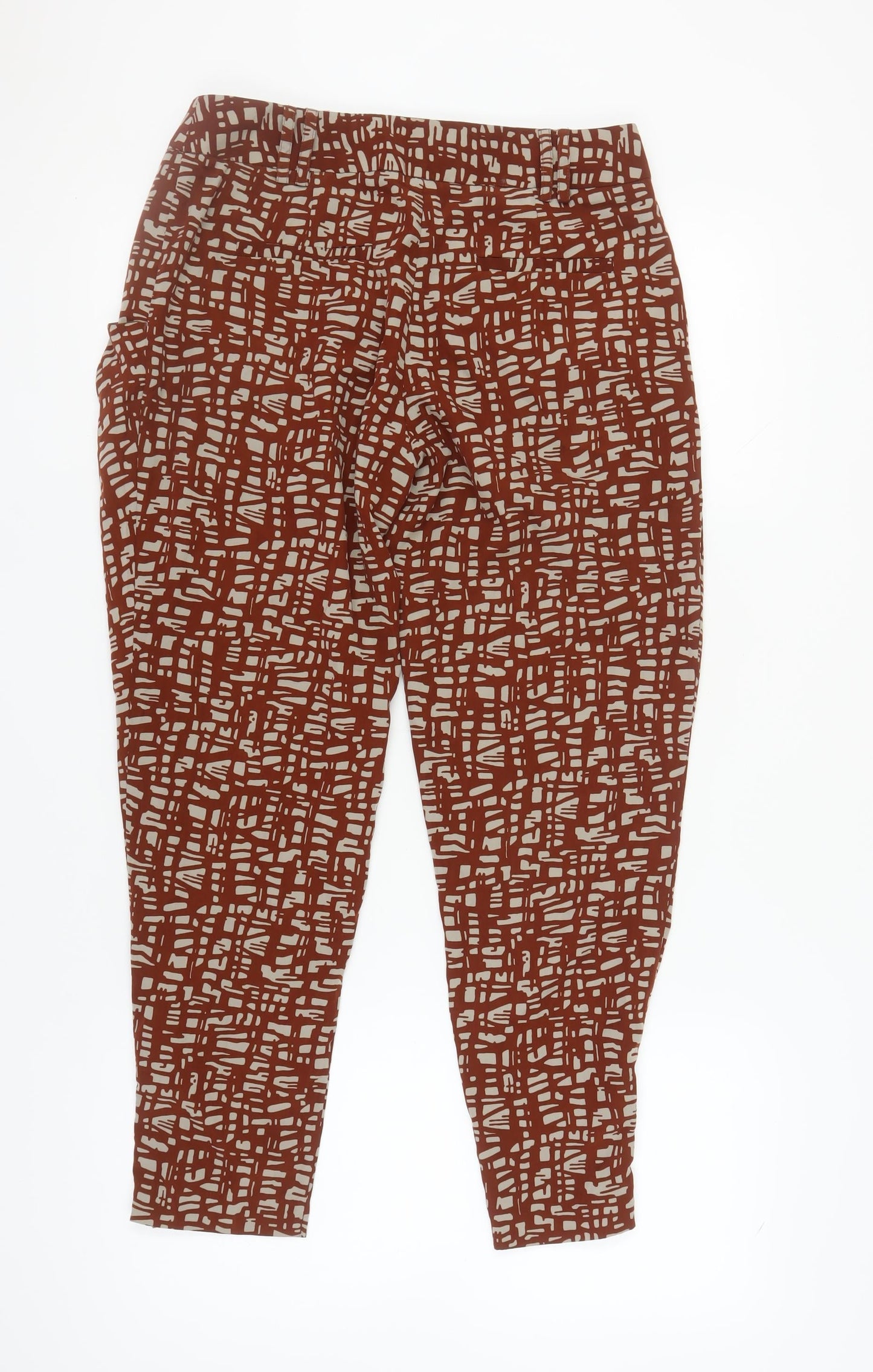 Next Women's Brown Geometric Trousers Size 10