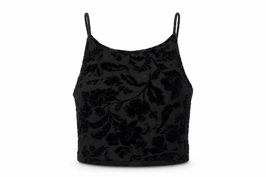 Pins and Needles Black Velvet Floral Camisole Tank Top - Women L