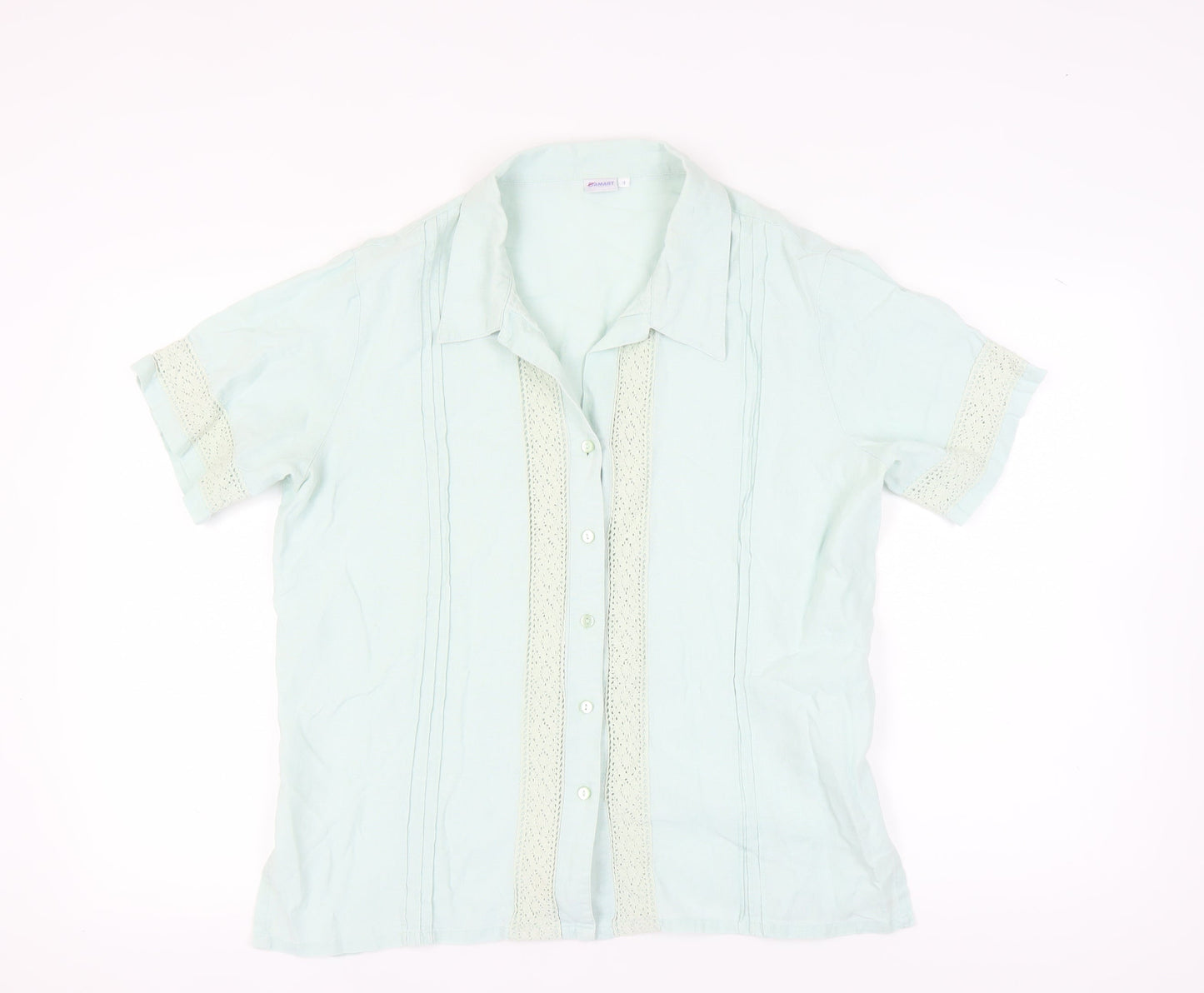 Damart Women's Blue Linen Button-Up Shirt Size 18