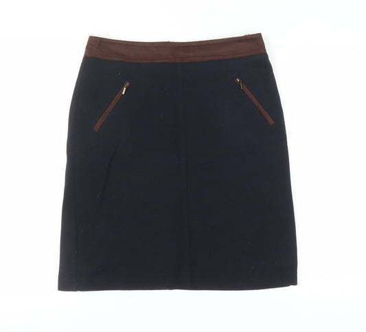 Laura Ashley Women's Black Pencil Skirt, Size 12, Elegant Zip