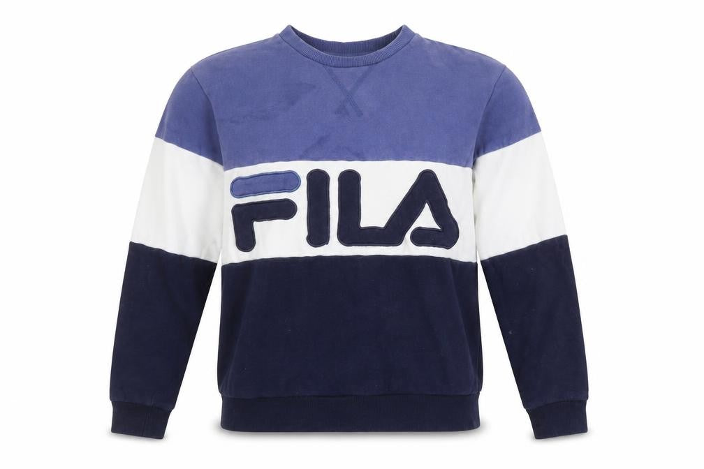 Fila Women's Blue Colourblock Logo Pullover Sweatshirt XS