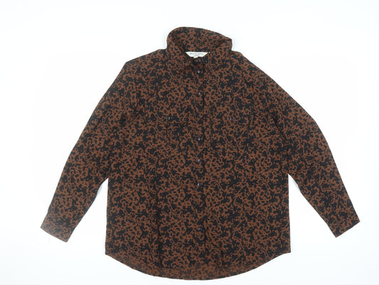 Brave Soul Women's Brown Animal Print Button-Up Shirt