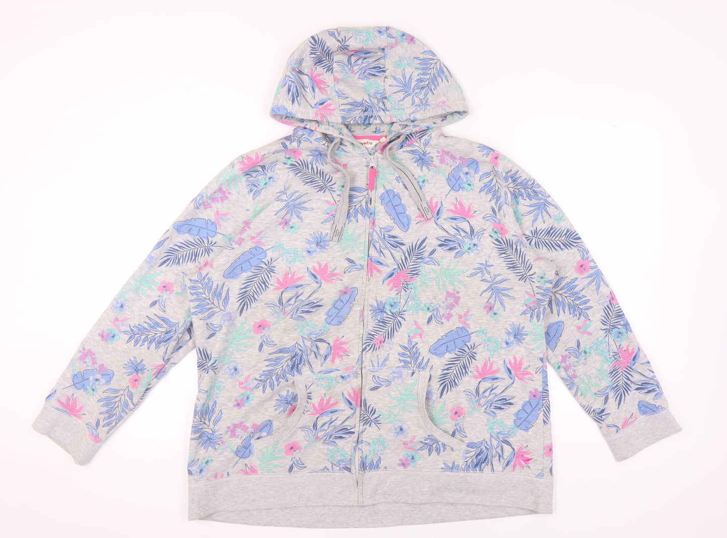 Country Rose Women's XL Grey Floral Full Zip Hoodie