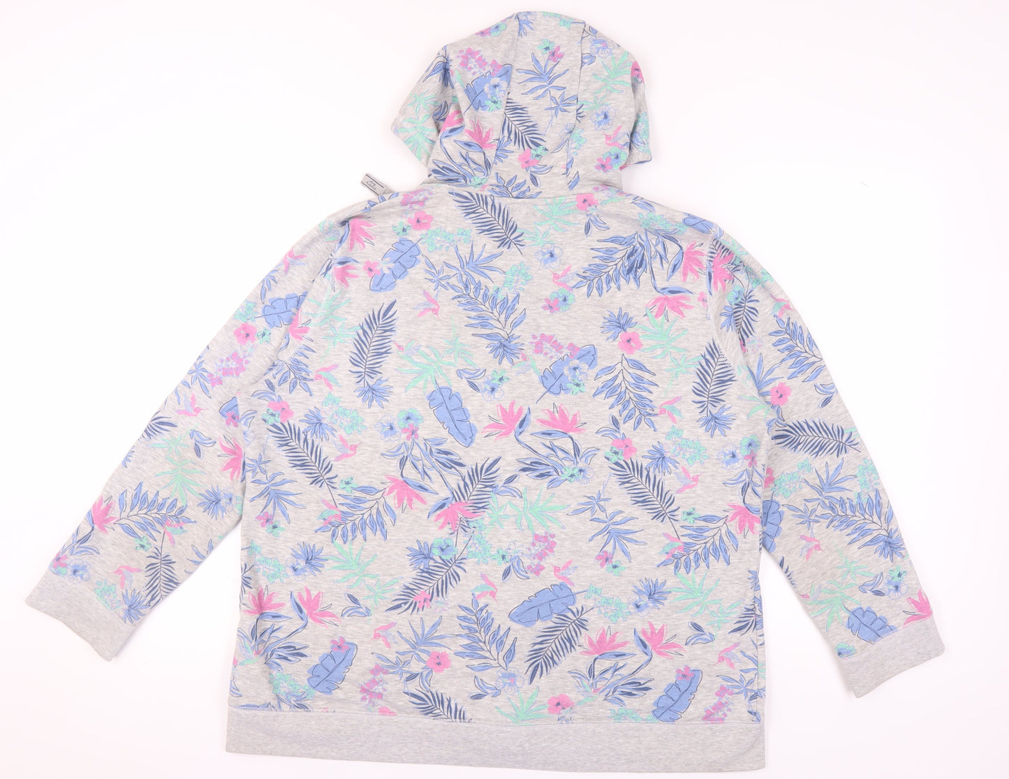 Country Rose Women's XL Grey Floral Full Zip Hoodie