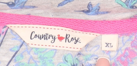 Country Rose Women's XL Grey Floral Full Zip Hoodie