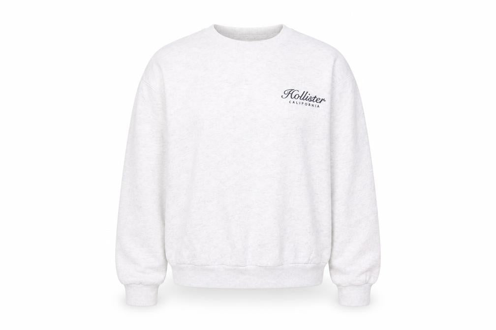 Hollister Grey Unisex Sweatshirt M Logo Pullover