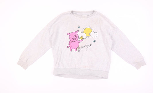 Marks and Spencer Girls' Grey Animal Print Sweatshirt, Size 10Y