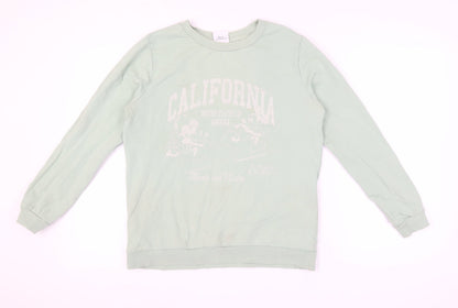 Preloved Disney Women’s Green Pullover Sweatshirt - Size 12 - Front