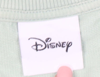 Preloved Disney Women’s Green Pullover Sweatshirt - Size 12 - Detail