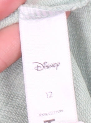 Preloved Disney Women’s Green Pullover Sweatshirt - Size 12 - Label