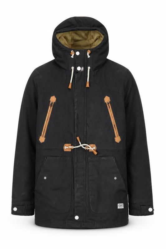 Colour Wear Men's Black Hooded Parka Jacket S