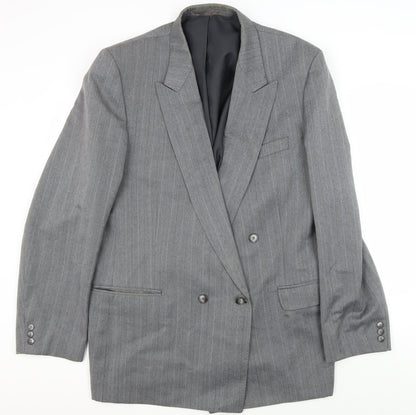 Additional front view of C&A Men's Grey Double-Breasted Blazer, 46L Vintage