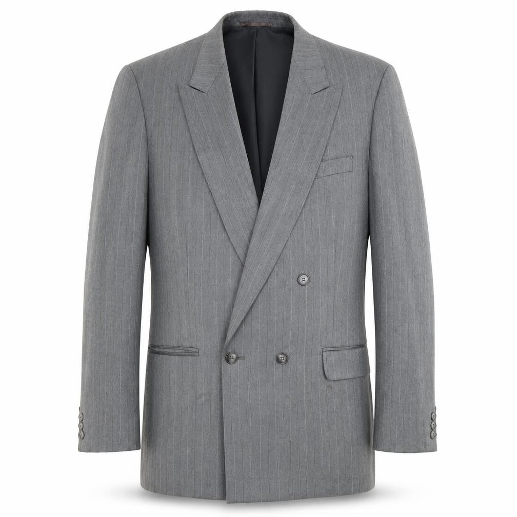 C&A Men's Grey Double-Breasted Blazer, 46L Vintage