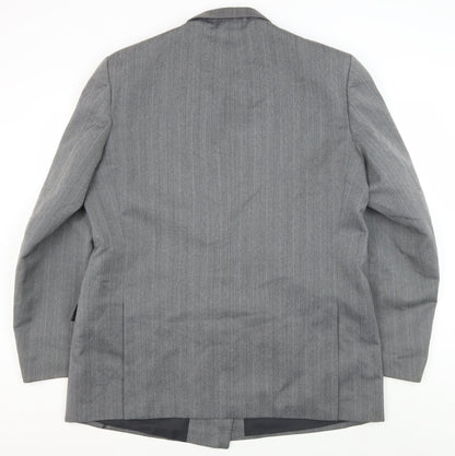 Back view of C&A Men's Grey Double-Breasted Blazer, 46L Vintage