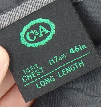 C&A Men's Grey Double-Breasted Blazer, 46L Vintage