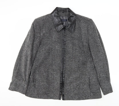 Windsmoor Women's Grey Herringbone Blazer Jacket - Size 16