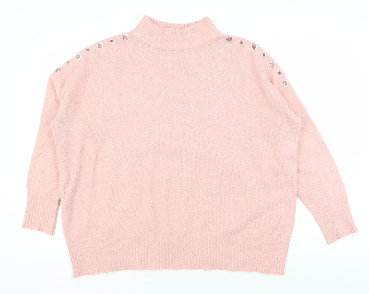 Wallis Women's Pink Mock Neck Jumper Size M
