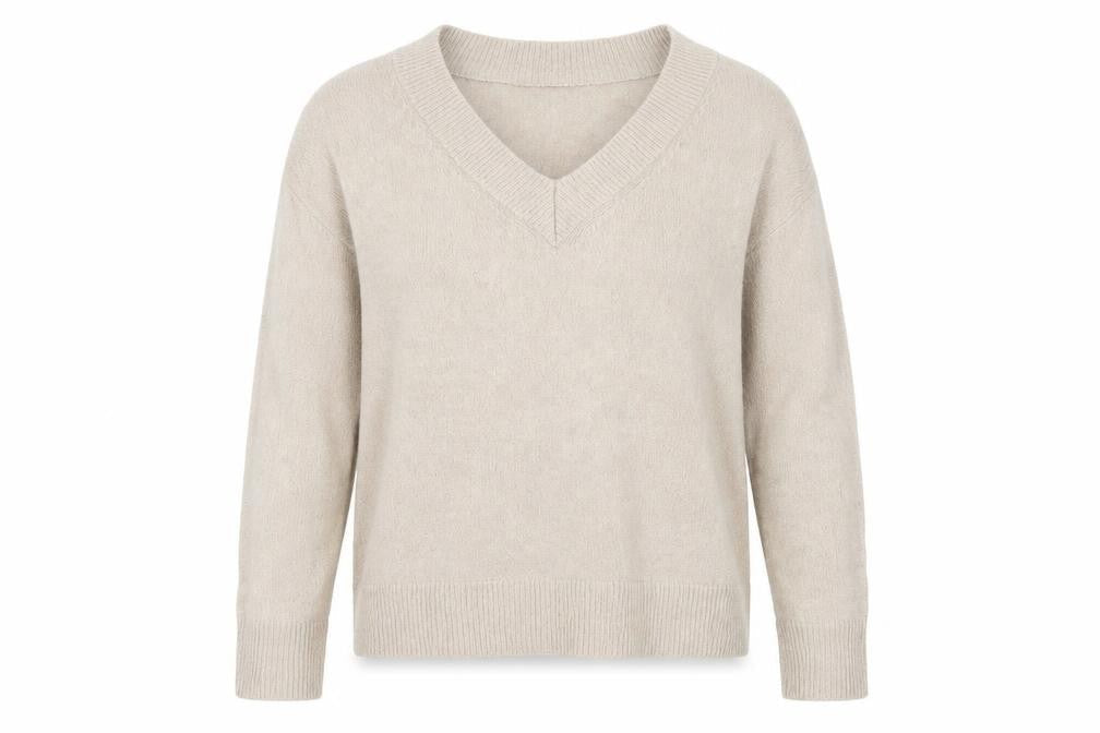 Brave Soul Women's Beige V-Neck Pullover Jumper S