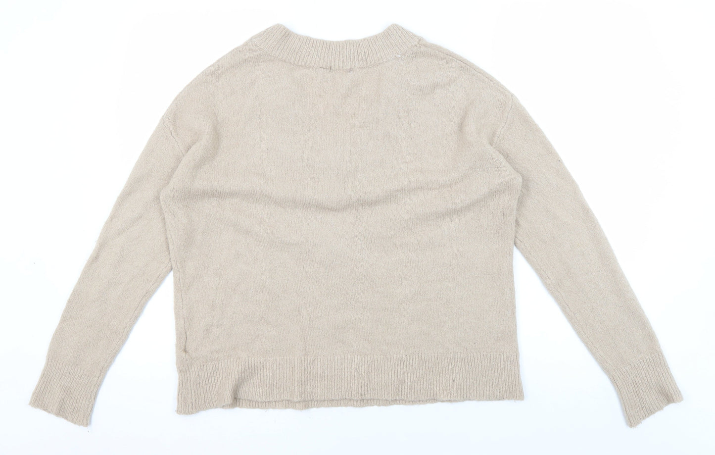 Brave Soul Women's Beige V-Neck Pullover Jumper S