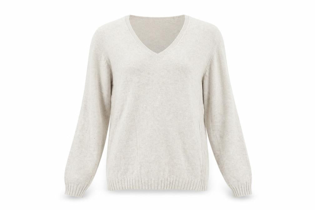 Mango Women's Beige V-Neck Pullover Jumper - M