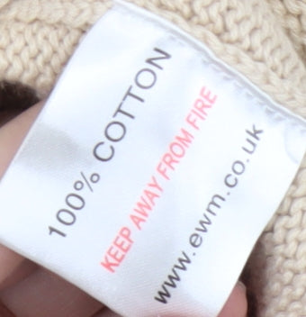 EWM Women's Beige Cotton Crew Neck Pullover Jumper S